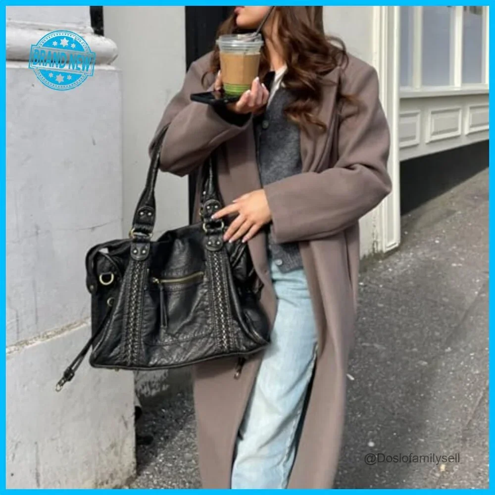 Soft Vegan Leather Hobo Tote Bag Adjustable Crossbody Strap Y2K Vintage City Bag